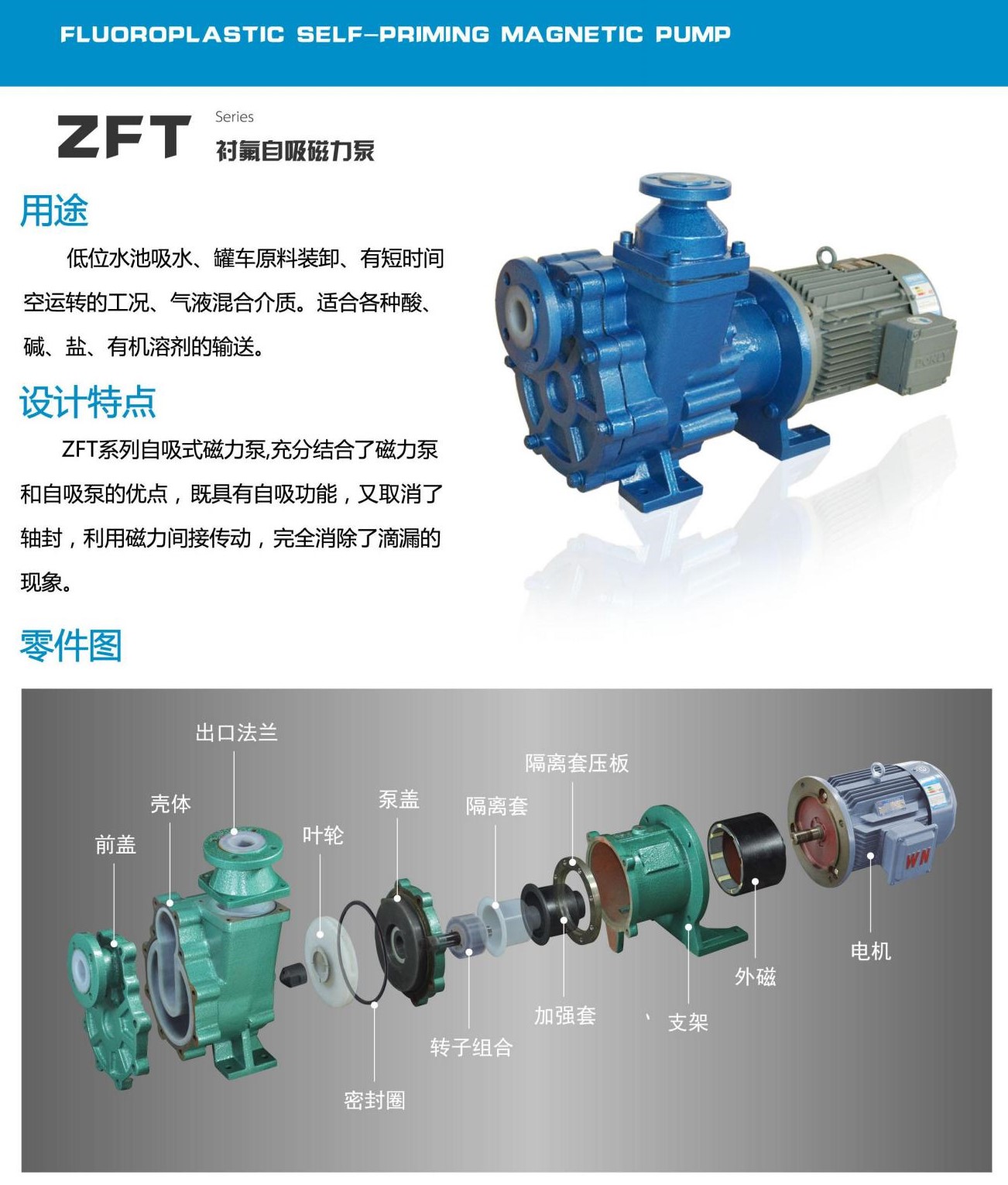 ZFT自吸式襯氟磁力泵說(shuō)明